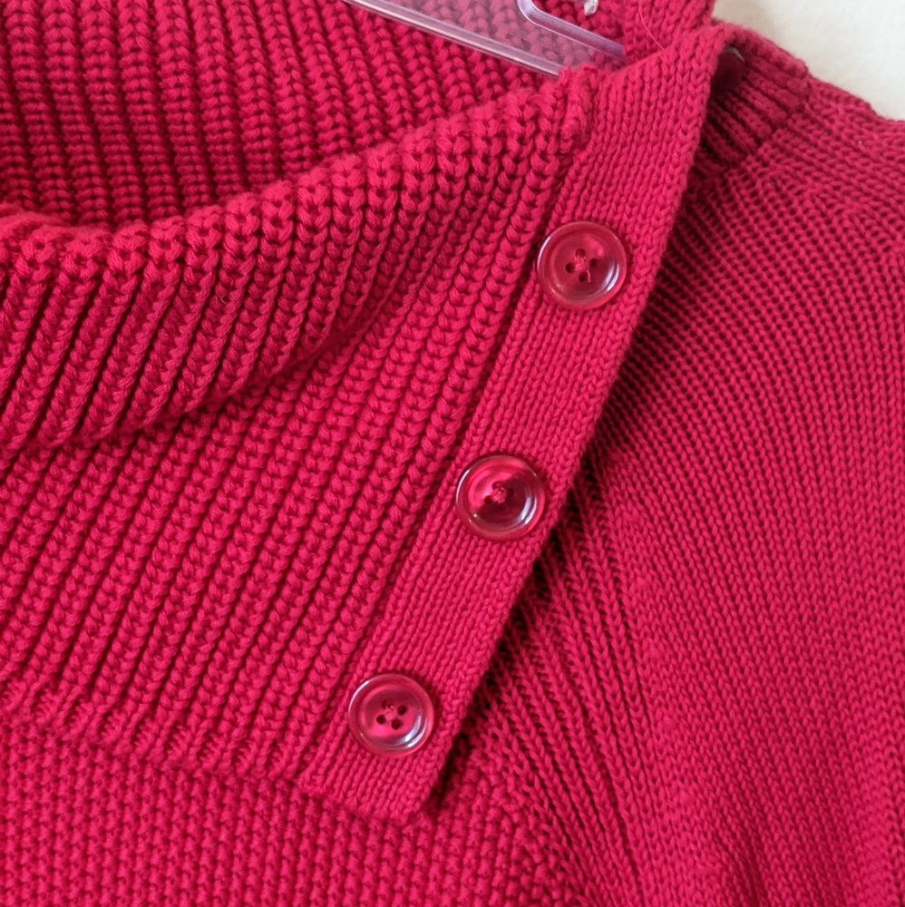 Red Split Neck Sweater